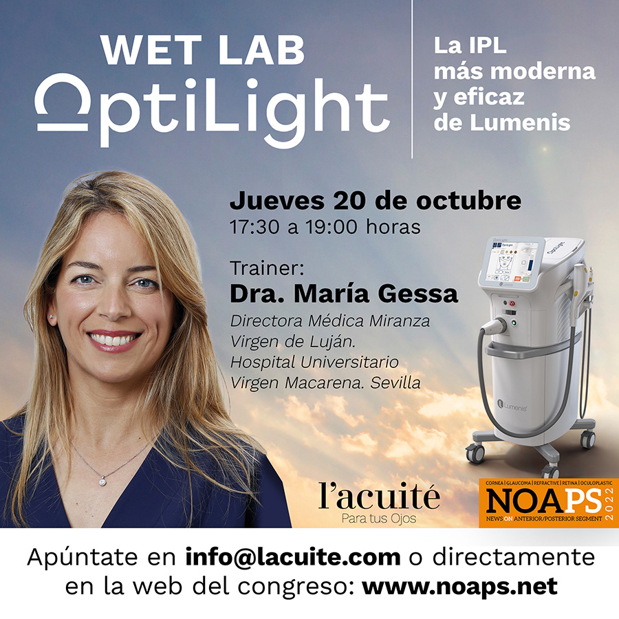 Este 20 de octubre, con la Dra. María Gessa (Miranza Virgen de Luján Sevilla) y un Wet Lab del tratamiento más moderno y eficaz en Ojo Seco